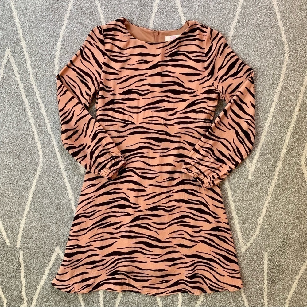 GB Girls Orange Tiger Print A-line Dress Size 12